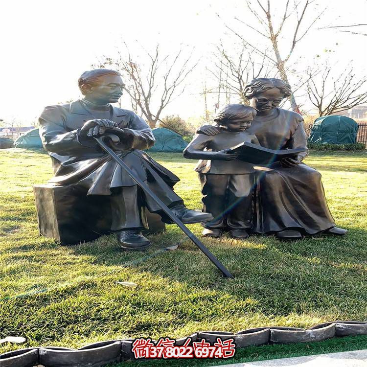 仿銅民俗人物雕塑，玻璃鋼裝飾公園戶外