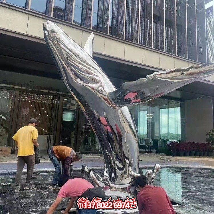 大型不銹鋼鏤空魚類擺件，為戶外水景商場售樓部裝飾