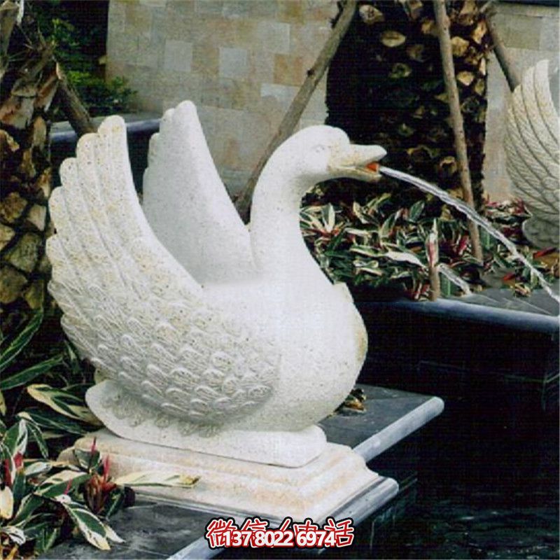 玻璃鋼雕塑噴水器，點亮公園白色天鵝