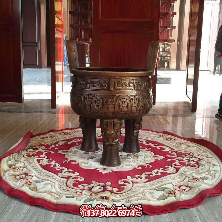 純銅鼎仿古香爐擺件，圓潤家居裝飾