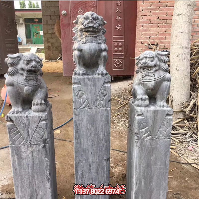 經典仿古石獅子拴馬柱擺件,點綴園林 經典仿古石獅子拴馬柱擺件,點綴園林