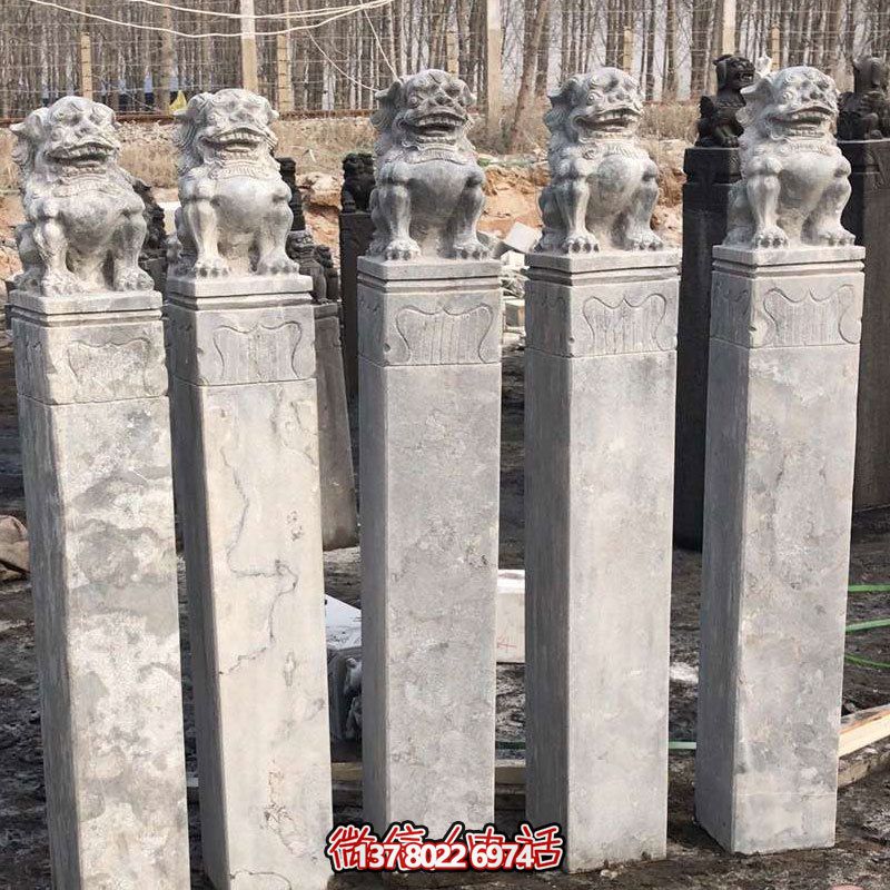 精美大理石獅子拴馬柱，點(diǎn)綴庭院園林