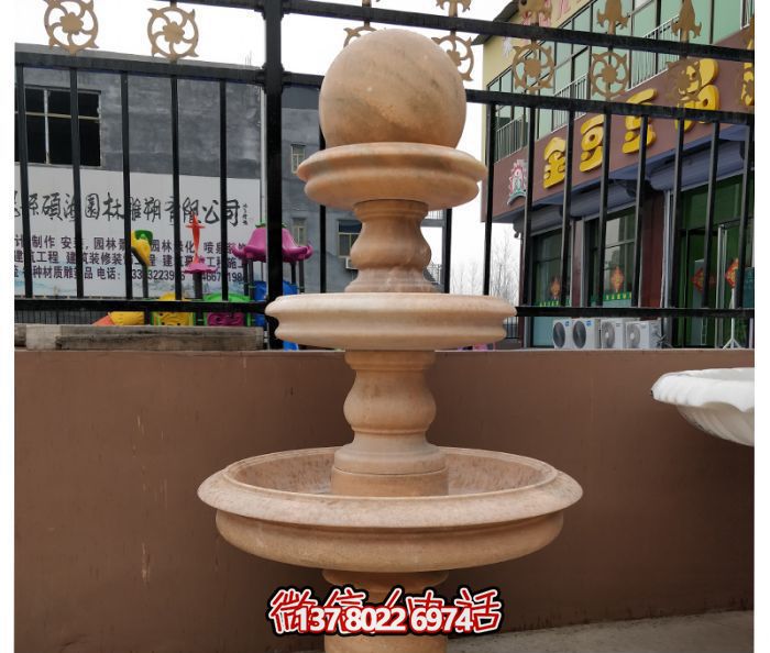 自然之美，多層風水球石雕晚霞紅別墅