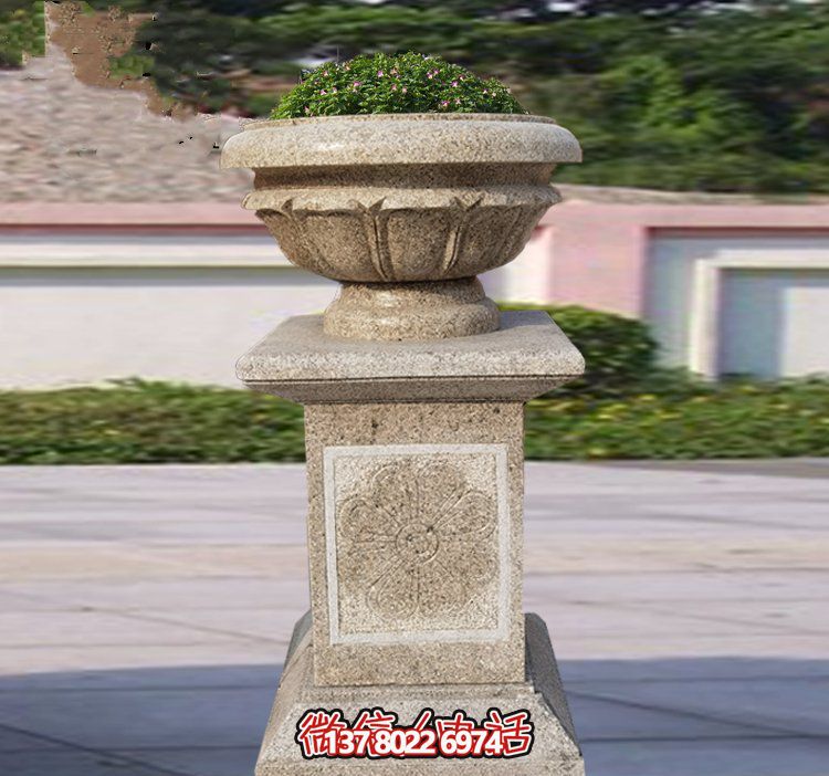 精美石雕花缽，添彰歐式庭院裝飾
