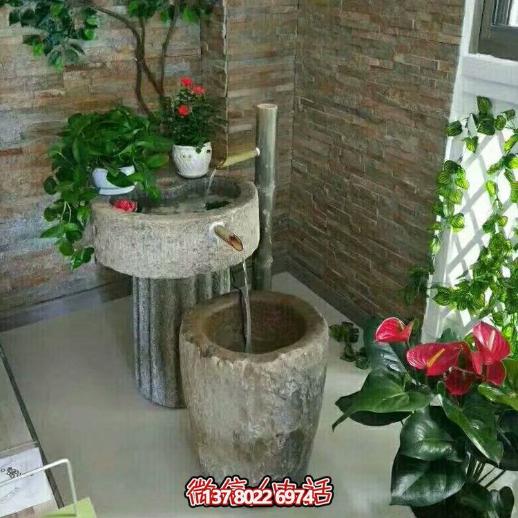 傳統(tǒng)文化的經(jīng)典組合——老石缸水槽庭院陽臺流水景觀 傳統(tǒng)文化的經(jīng)典組合——老石缸水槽庭院陽臺流水景觀