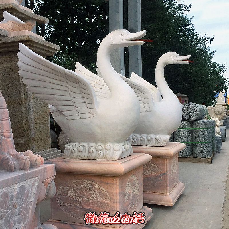 漢白玉雕刻天鵝寺廟創意鳴叫裝飾雕塑 漢白玉雕刻天鵝寺廟創意鳴叫裝飾雕塑