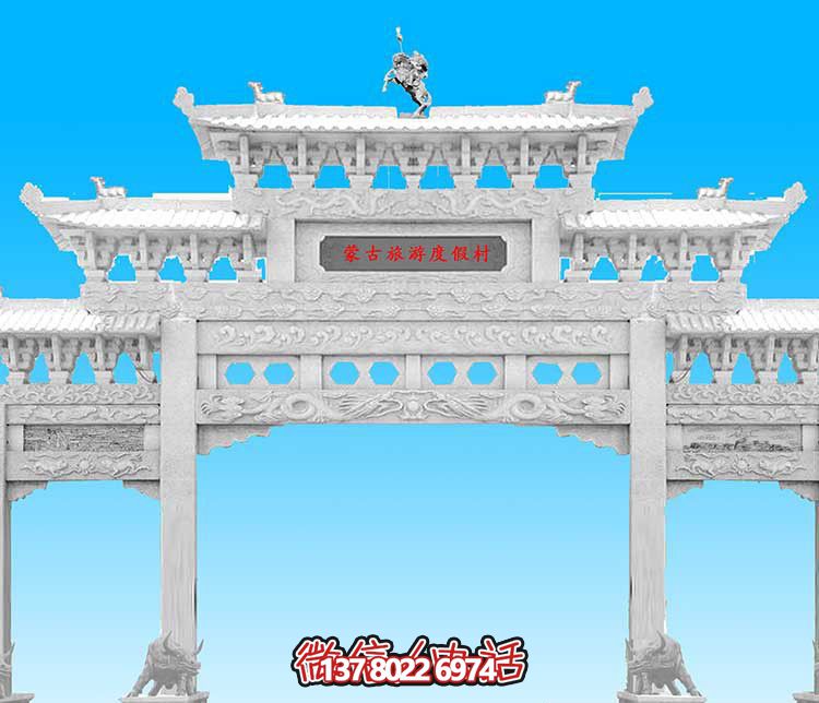 經典漢白玉雕塑，精致裝飾牌樓，為您的旅游景觀增添美感