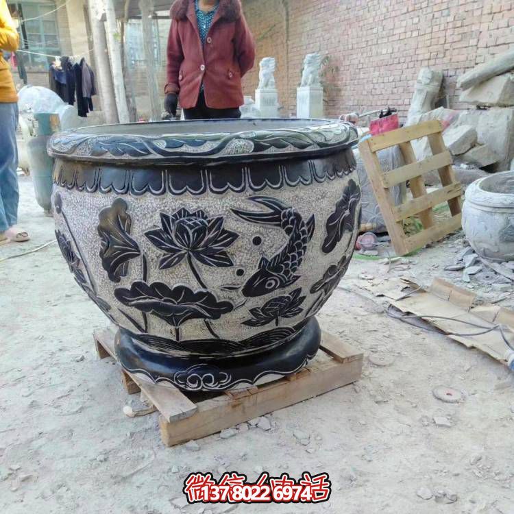 天然石頭缸，仿古雕刻，裝點家園