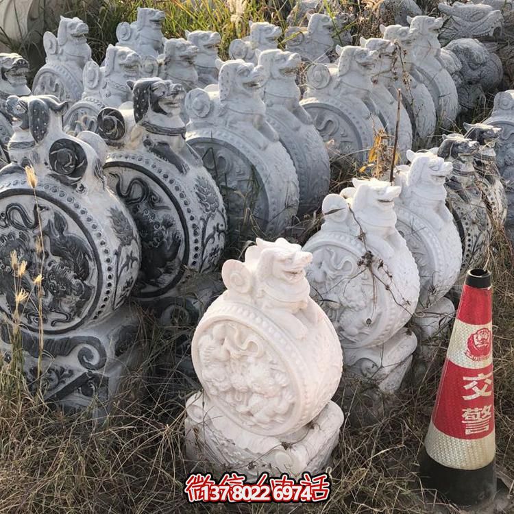 仿古青石獅子抱鼓石擺件，鎮(zhèn)宅庭院門口裝飾