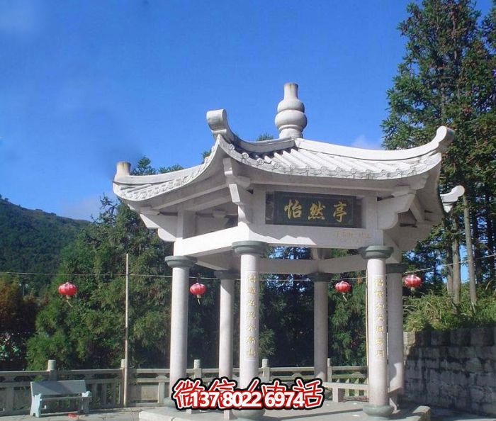 怡然仿古戶外建筑漢白玉擺放，增添農場景觀魅力