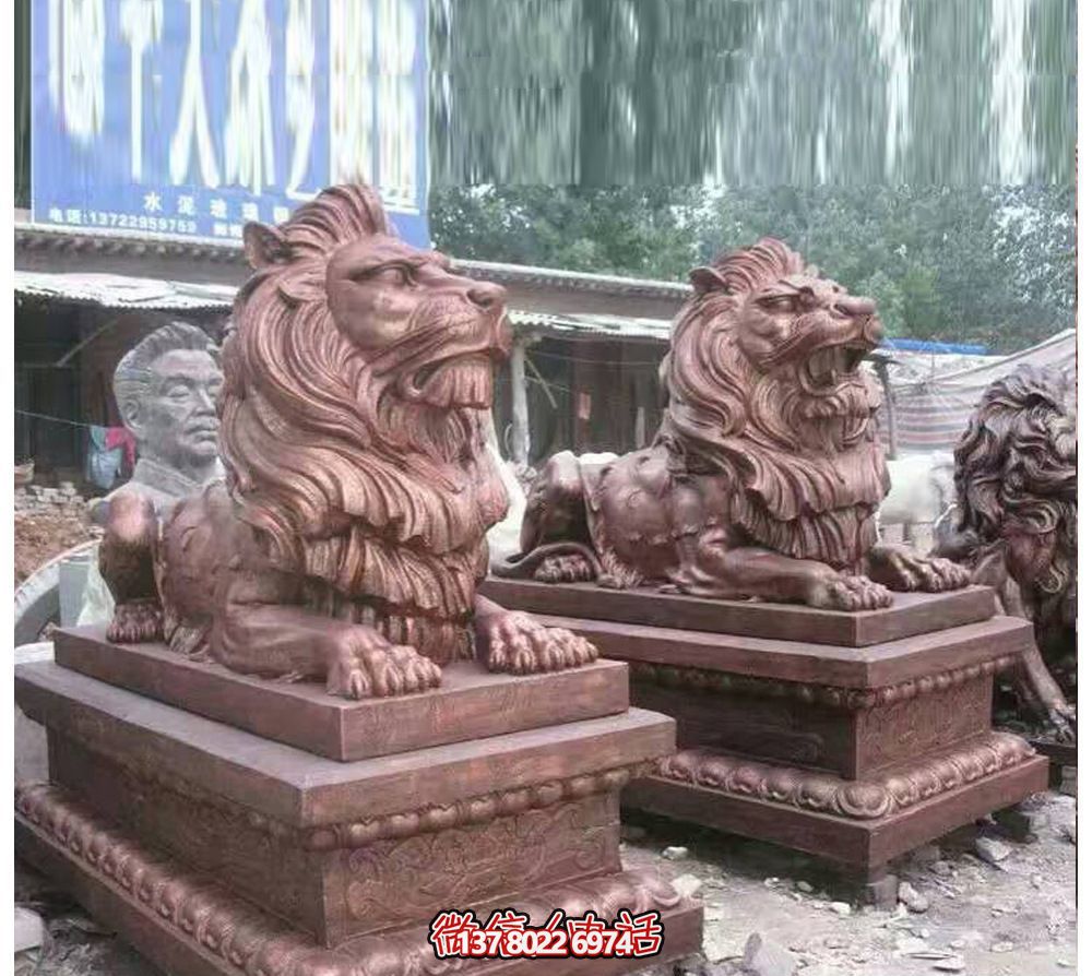 趴窩紅雕獅子仿真雕塑,守護晚霞鎮(zhèn)宅之美 趴窩紅雕獅子仿真雕塑,守護晚霞鎮(zhèn)宅之美