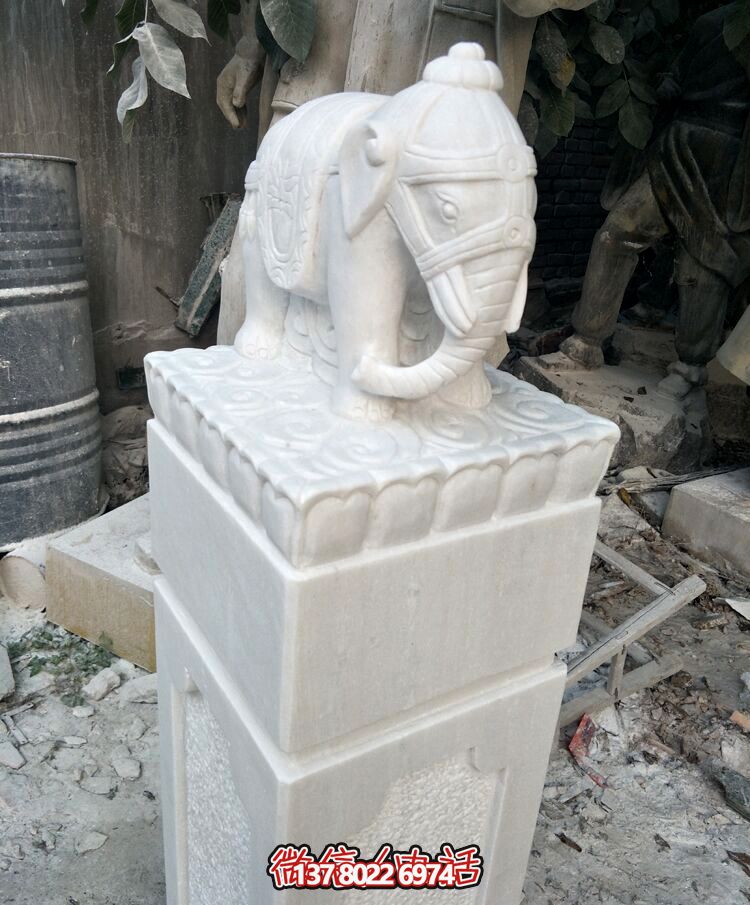 漢白玉吉祥象擺件讓花園廣場更具溫馨韻味 漢白玉吉祥象擺件讓花園廣場更具溫馨韻味