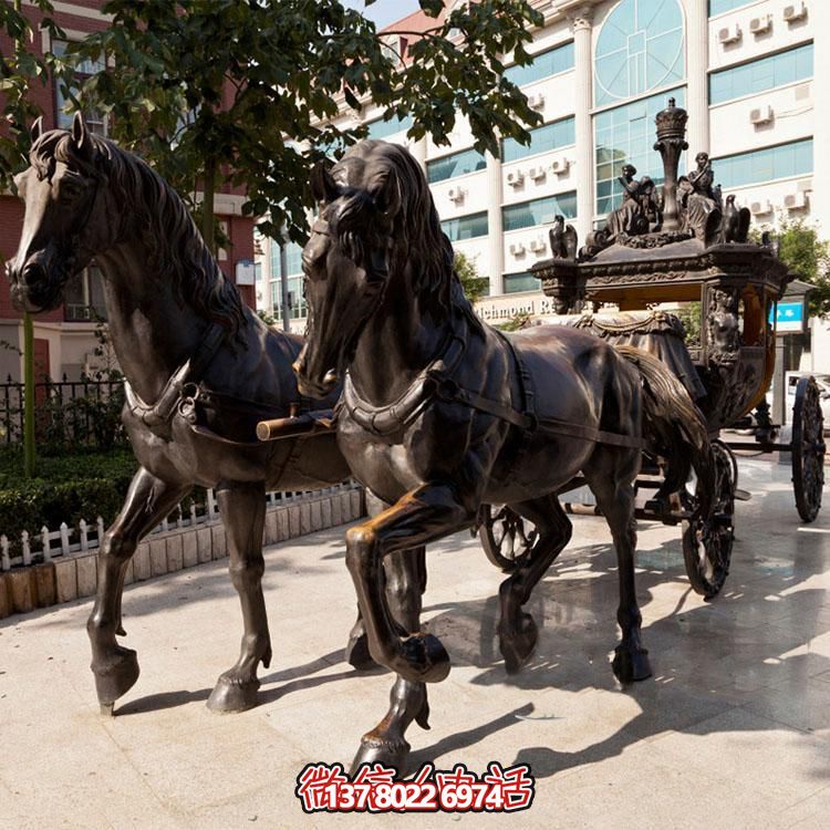 玻璃鋼仿銅馬車動(dòng)物景觀園林模型雕塑