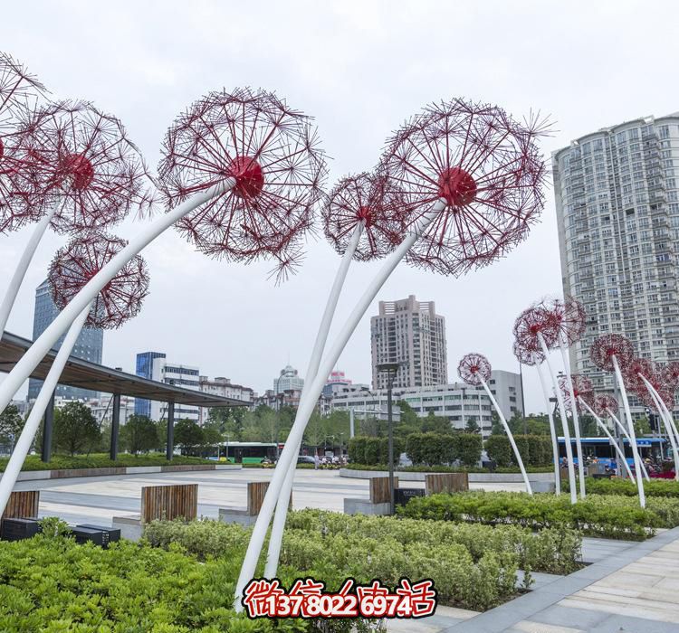 城市公園仿真不銹鋼燈飾蒲公英雕塑 城市公園仿真不銹鋼燈飾蒲公英雕塑