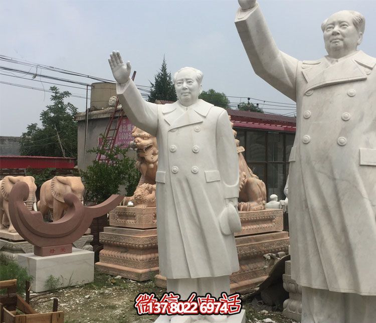漢白玉揮手的戶外廣場偉人石雕毛澤東雕塑 漢白玉揮手的戶外廣場偉人石雕毛澤東雕塑