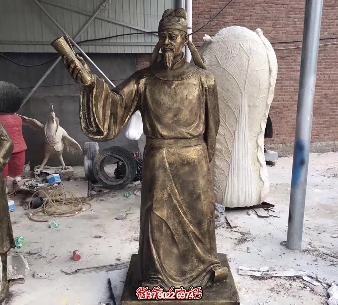 海邊景區玻璃鋼仿銅唐代詩人李白雕塑 海邊景區玻璃鋼仿銅唐代詩人李白雕塑