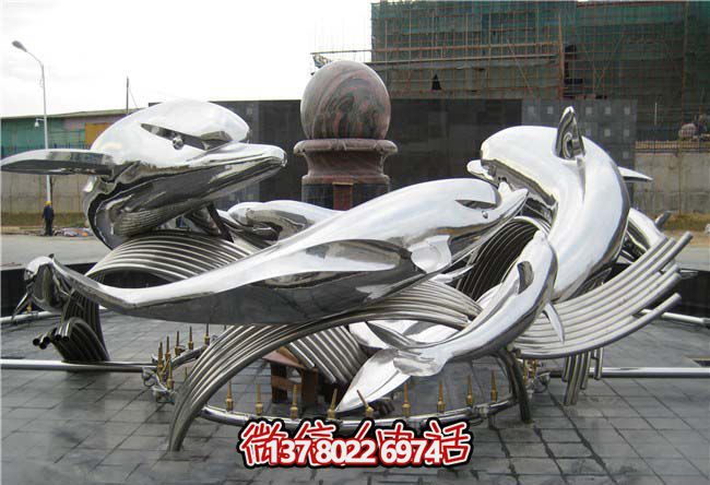 小區裝飾一群不銹鋼海豚雕塑 小區裝飾一群不銹鋼海豚雕塑