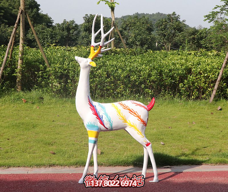 公園街道創意玻璃鋼彩繪大型戶外景觀梅花鹿雕塑 公園街道創意玻璃鋼彩繪大型戶外景觀梅花鹿雕塑